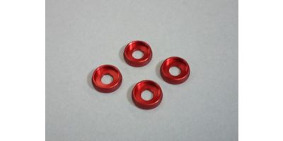 Rondelles incurvees 4mm. (4) Rouge