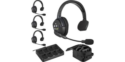 UltraLITE 4 person system w/ 4 Single Headsets, batt., chargeur