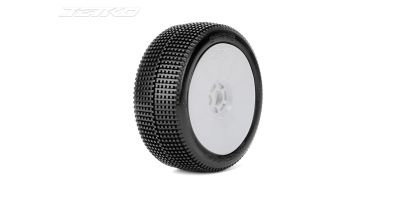 Pneus Jetko Buggy 1:8 Sting Ultra Soft (2) sur jantes blanches